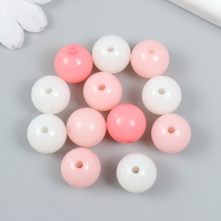 Plastic beads "from white to pink" glossy set 25 grams mix d = 1.6 cm