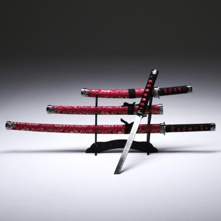 Suv. Product Katana 3V1 on a stand, scabbard fabric, dragons gold on red 47/70/89cm-2