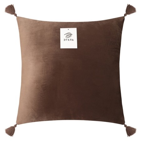 Decorative pillowcase with brushes Ethel Color Coffee, 45x45 cm, polyester, velor-3