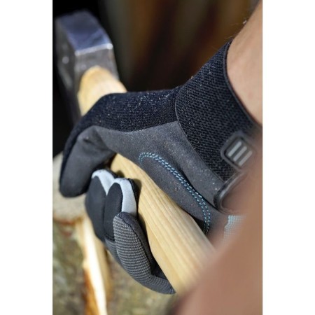 Textile gloves, with suede palms, size 10, gray-1