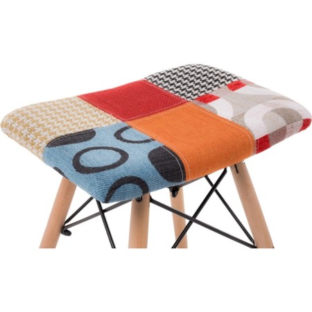 Stool Ben Multicolor array of beech/metal/fabric, natural/colored 40x40x44 cm-2