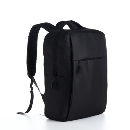 Male backpack on a zipper, 2 external pockets, with USB, black color
