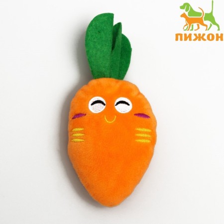 A toy for dogs "carrot" with a squeak, 18 cm, orange