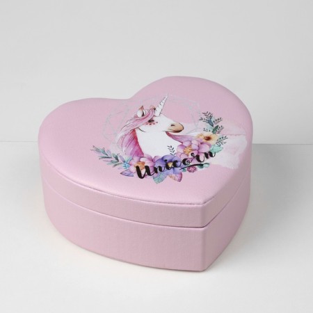 Organizer for decorations portable with the mirror "Casket Unicorn Heart", 17 × 15 × 7 cm, pink color-2