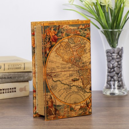 Safe Brush Tree Leather "Old Maps of the World" 21x13x5 cm-4