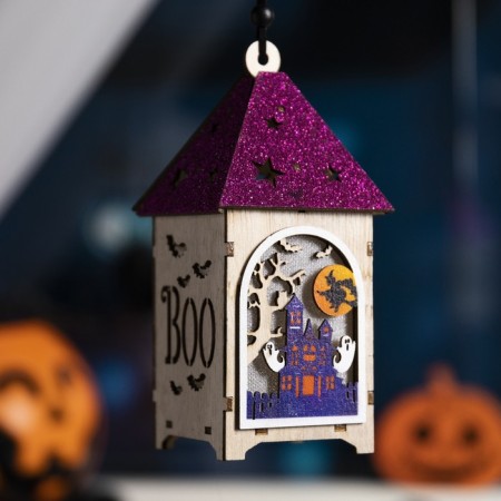 LED suspension "Beige Tower of Ghosts" 6.5 × 17.5 × 6.5 cm, plastic, batteries LR1130x3, glow warm white-1
