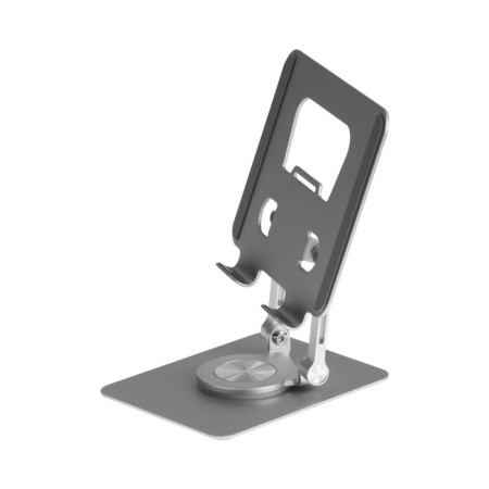 A tablet stand, adjustable folding, 360 ° rotation, metal, silver-2