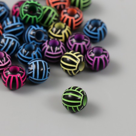 Beads for creativity plastic "Neon strips on black" set of 20 g 1.1x1.1x1 cm-1