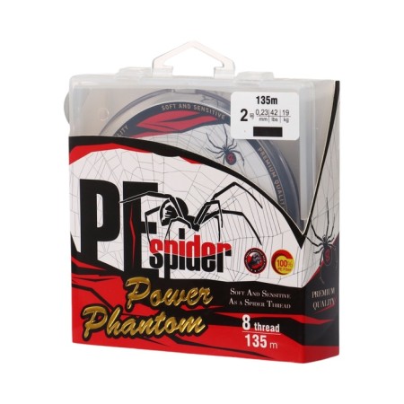 Power Phantom 8x, PE Spider, 135 m, dark gray No. 2, diameter 0.23 mm, test 19 kg-1