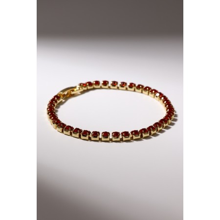 Bracelet with rhinestones "shining" thin thread, red color in gold, 18 cm-1