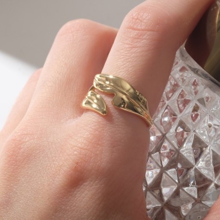 Ring "Leaves" duet, color gold, dimensionless-2