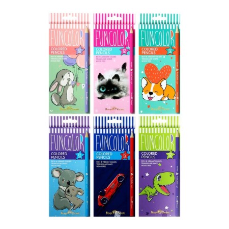 Pencils 12 colors Funcolor, plastic, three -sided, mix-5