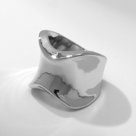 Ring Metal "Trend" concave, mini, silver color, size 18-1