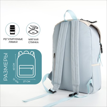 Young backpack from textiles on lightning, 5 pockets, blue color-1