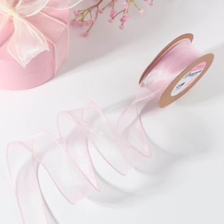 Capronomic ribbon “Wave”, with brilliance, 40 mm, 10 ± 1 m, light pink color No. 36-1