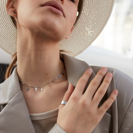 Metallica chocker crosses, silver color, l = 30 cm-6