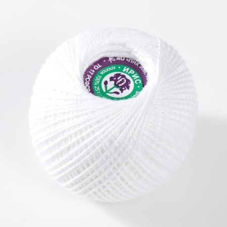 Knitting threads "Iris" 150m/25g 100% Merusirized cotton color 0101-1