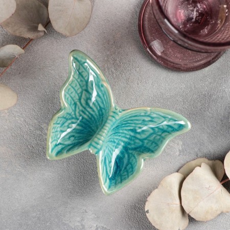 Menzhitsa ceramic 2 cells "Butterfly" 11.5 × 9 × 3 cm, blue color-1
