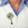 Brooch "Empress" circle, white-green color in silver