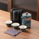A set for a tea ceremony of 5 items per 3 persons: a cup 50 ml, a kettle 280 ml, blue
