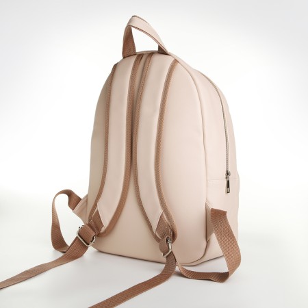 Women's backpack of artificial leather on the zipper Textura, beige color-2