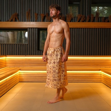 A towel for the bath "Bath" men's kilt, 75x150 cm cotton, waffle leaf-1