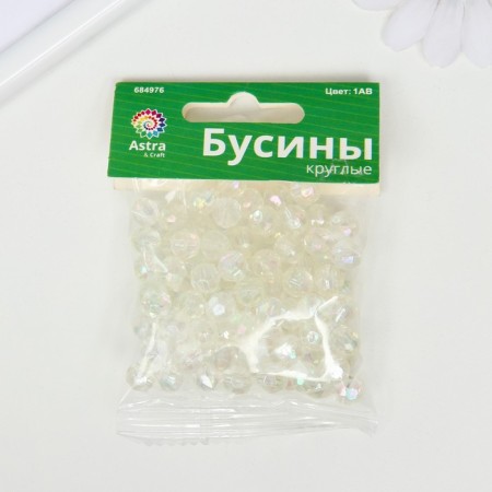 Acrylic beads "Round" 8 mm, 25 gr. Transparent, over-over-2