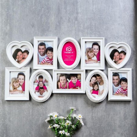 Photo frame plastic in 10 photos 10x15, 12x12 cm "Stylistics" White, 37x72 cm