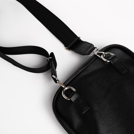 Male bag over the shoulder, Textura, artificial leather, black color-3