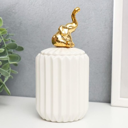 Coramics Coramics "Golden Elephant" White, Hofre 16x7x7 cm