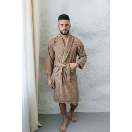 Tainted male bathrobe, size 46, cappuccino color-1