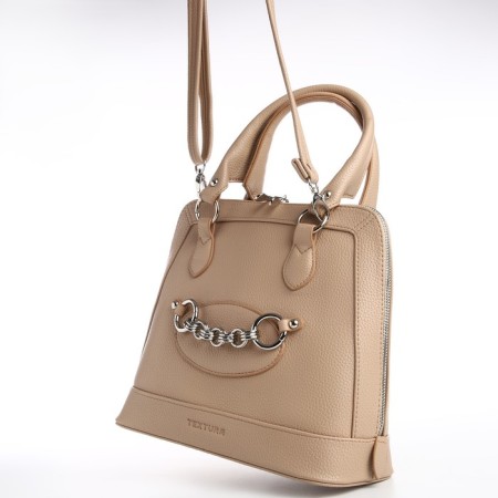 Female bag Textura, tout, medium size, beige color-4
