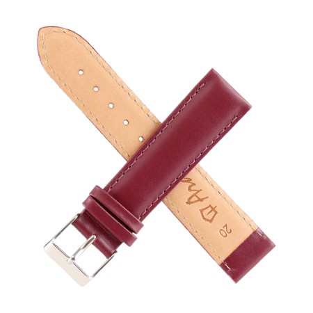 Watch strap, 20 mm, harness 75 mm, larynx 115 mm, genuine leather, burgundy-1