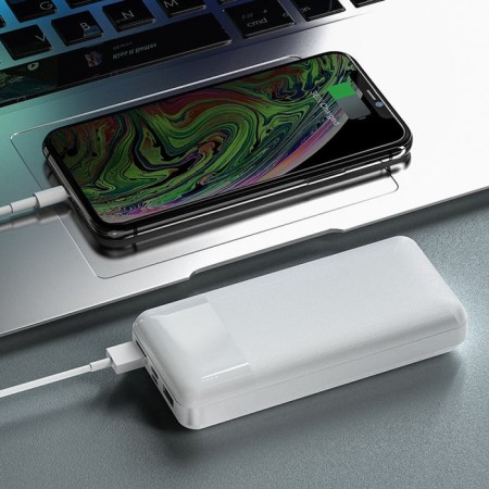 External battery Hoco J72A, Li -Pol, 20,000 mAh, Microusb/Type -C - 2 A, 2 USB - 2 A, white-2