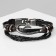 Bracelet male "style" hook, black color with black silver, 21.5 cm