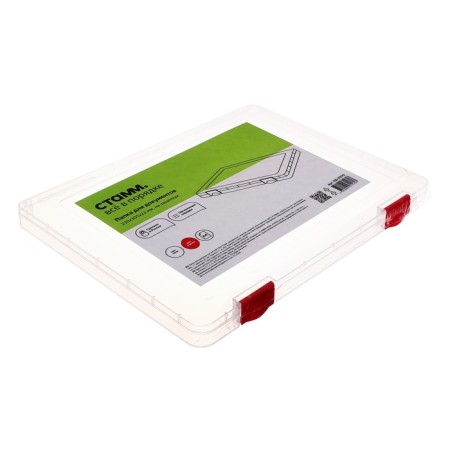 A4 document folder, with red latches, 230 x 305 x 23 mm, transparent case-1