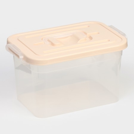 Storage container with a lid of a share, 6.5 l, 31 × 20 × 18 cm, beige color-6