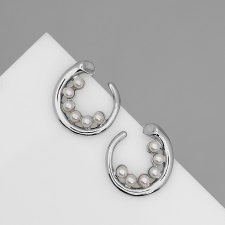 Earrings with pearls "bead" pea, color silver