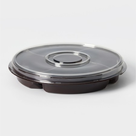 Menzhitsa is disposable plastic, d = 26 × 4.2 cm, 5 sections, bottom, round, 110 pcs/pc, brown color-9