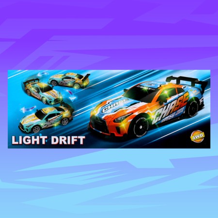 The drift machine, radio -controlled, interchangeable wheels, lighting effects, works from the battery-14