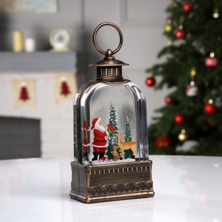LED figure “Lantern with Santa Claus” 10.7 × 20.5 × 6.2 cm, plastic, AAX3 batteries (not complete), USB, glow warm white-1