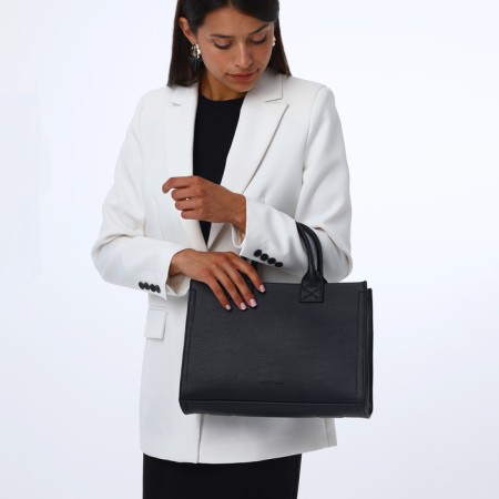 Female bag Textura, tout, average size, black color-8