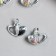 Decor for creativity metal, rhinestones "double heart" silver 1.7x1.8 cm