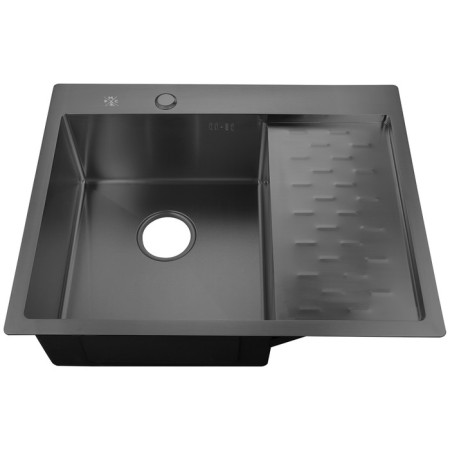 Kitchen sink "RMS" MRK-6350BL-L, mortise, left, thickness 3.0 and 1 mm, dispenser, graphite
