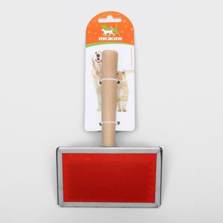 Pudderka Wood large wide without drops, 12 x 19 cm, long wooden handle-4