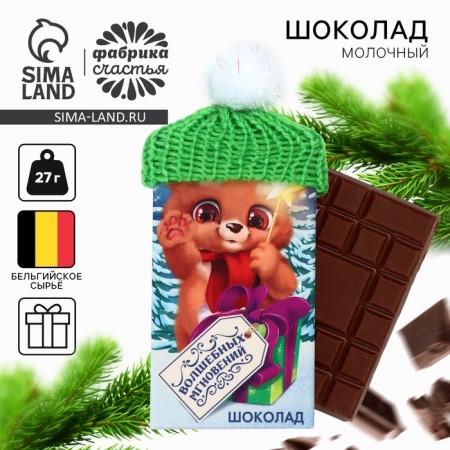 New Year! Milk chocolate "Bear" in a hat, 27 g.