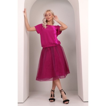 Female skirt, size 48, fuchsia color-1