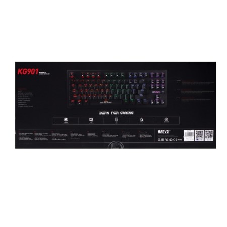 Keyboard Marvo KG901, game, wired, mechanical, 87 keys, USB, backlight, black-7
