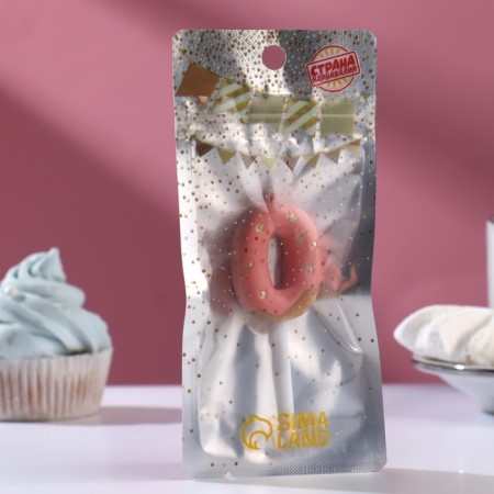 Candle in the cake "Strawberry glaze", number "0", pink, 3.8 cm-1