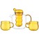 Glass kettle with two cups, yellow color, 1.2 l